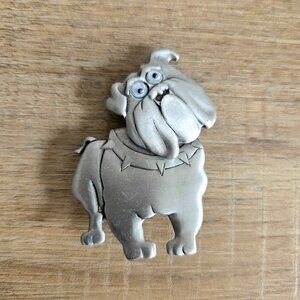 Vintage 1980s JJ Jonette pewter bulldog brooch/pin with articulated moving head